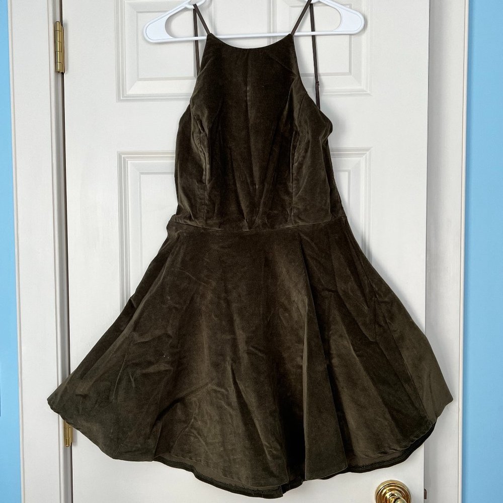 Bobbles&Lace High Neck Velvet Skater Dress